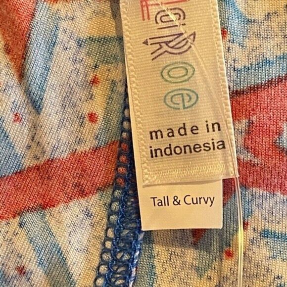 0479 LuLaRoe Size T & C Leggings Red and Blue Stars Print New - Picture 3 of 4